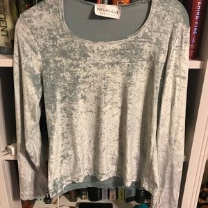 Velvet long sleeve blue shirt